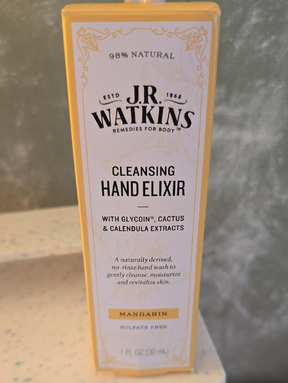 J.R. Watkins Cleansing Hand Elixir - Mandarin, No Rinse Hand Wash 1oz New